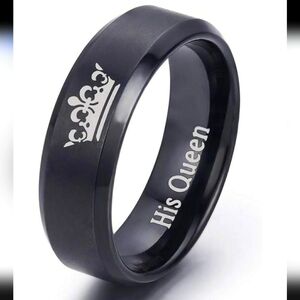 "His Queen" titanium wedding bands